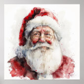 Kerstman aquarel tekening Kerstmis Poster (Voorkant)