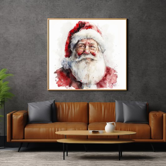 Kerstman aquarel tekening Kerstmis Poster