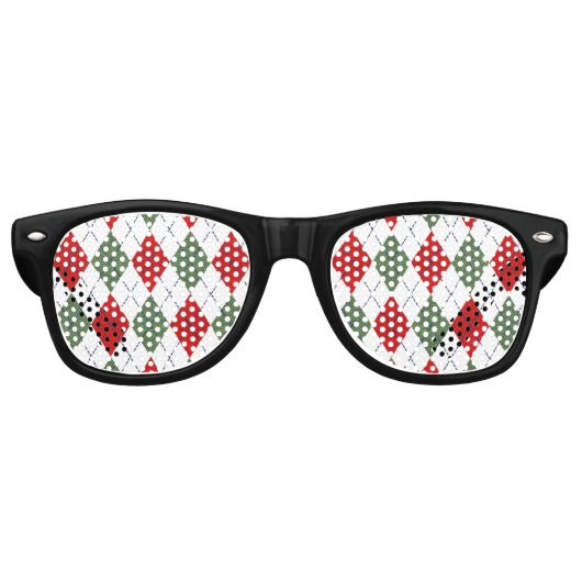 Kerstman Argyle Party Shades Retro Zonnebril (Voorkant)