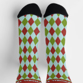 Kerstman Argyle Stye in rood en groen - jouw tekst Sokken (Top)