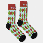Kerstman Argyle Stye in rood en groen - jouw tekst Sokken (Rechts)