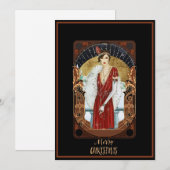 Kerstman Art Deco Lady Feestdagenkaart (Voorkant / Achterkant)