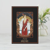 Kerstman Art Deco Lady Feestdagenkaart (Staand voorkant)