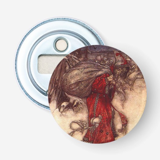 Kerstman Arthur Rackham Button Flesopener (Voorkant)