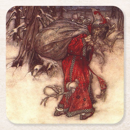 Kerstman Arthur Rackham Kartonnen Onderzetters (Voorkant)