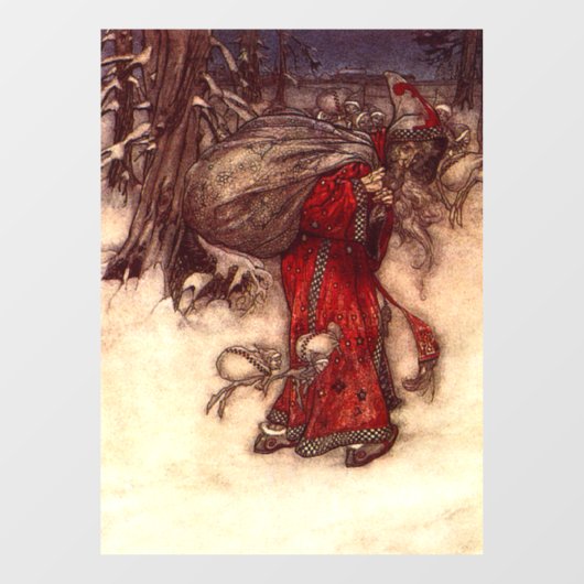 Kerstman Arthur Rackham Raamsticker (Vel)