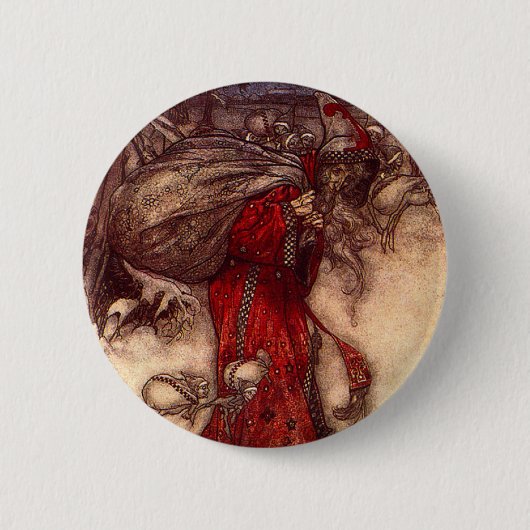 Kerstman Arthur Rackham Ronde Button 5,7 Cm (Voorkant)