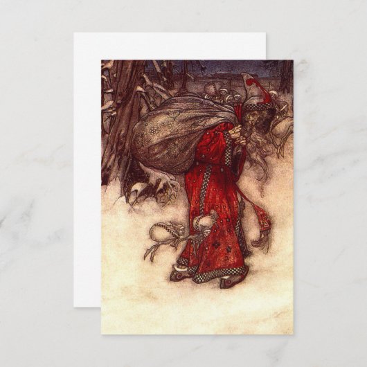 Kerstman Arthur Rackham RSVP Kaartje (Voorkant / Achterkant)