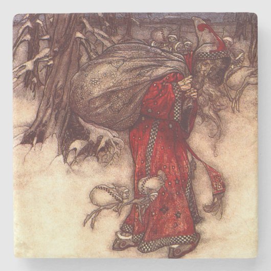 Kerstman Arthur Rackham Stenen Onderzetter (Voorkant)