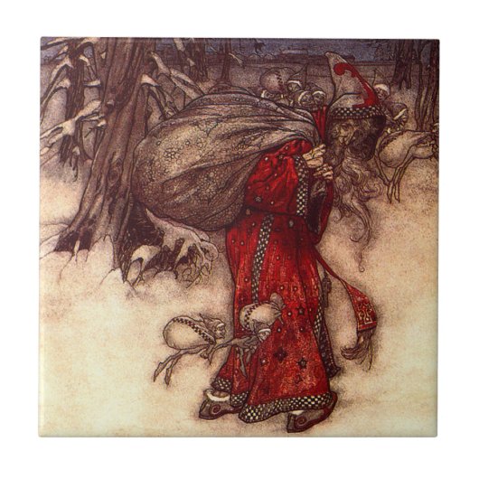 Kerstman Arthur Rackham Tegeltje (Voorkant)