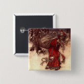 Kerstman Arthur Rackham Vierkante Button 5,1 Cm (Voorkant /achterkant)