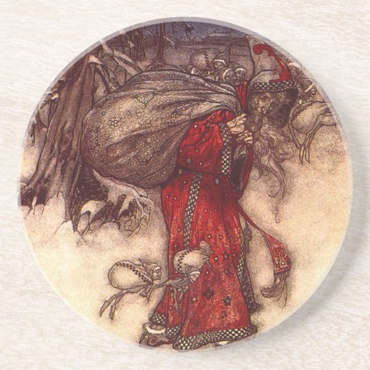 Kerstman Arthur Rackham Zandsteen Onderzetter (Voorkant)