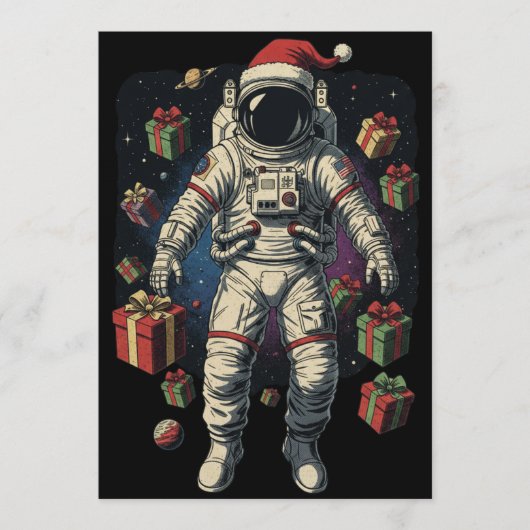Kerstman Astronaut Kerstmis Kaart (Voorkant)
