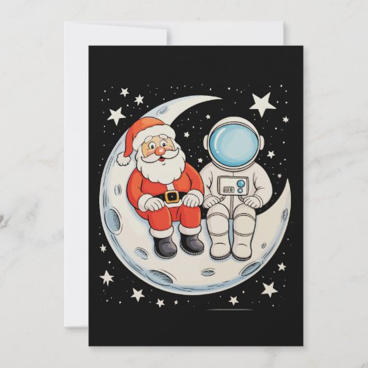 Kerstman Astronaut Maan Ruimte Kerst Vakantie Feestdagenkaart (Voorkant)