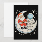 Kerstman Astronaut Maan Ruimte Kerst Vakantie Feestdagenkaart (Voorkant / Achterkant)