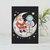Kerstman Astronaut Maan Ruimte Kerst Vakantie Feestdagenkaart (Staand voorkant)