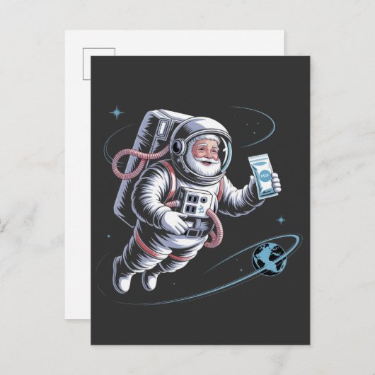 Kerstman Astronaut met ruimtepak Kerstmis Uitnodiging Briefkaart (Voorkant / Achterkant)