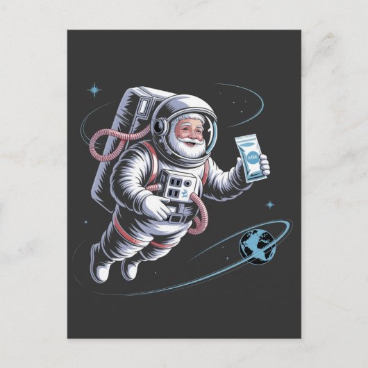 Kerstman Astronaut met ruimtepak Kerstmis  Uitnodiging Briefkaart (Voorkant)