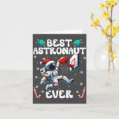 Kerstman Astronaut ooit Sinterklaas Hoed Sneeuwvlo Kaart (Gele Bloem)