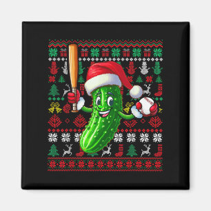 Kerstman Augurk Speelt Honkbal Kerst Speler Vegan  Magneet