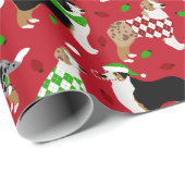 Kerstman Australian Shepherd Cadeaupapier (Rol Hoek)