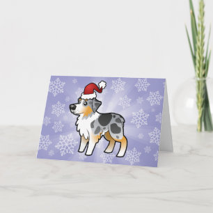 Kerstman Australian Shepherd Feestdagen Kaart