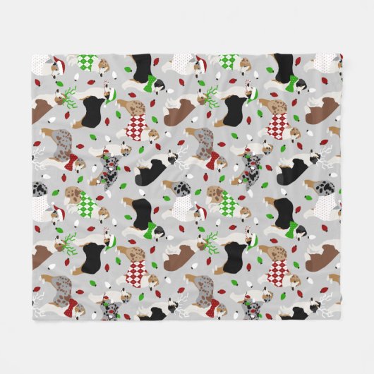 Kerstman Australian Shepherd Fleece Blanket Deken (Voorkant (Horizontaal))