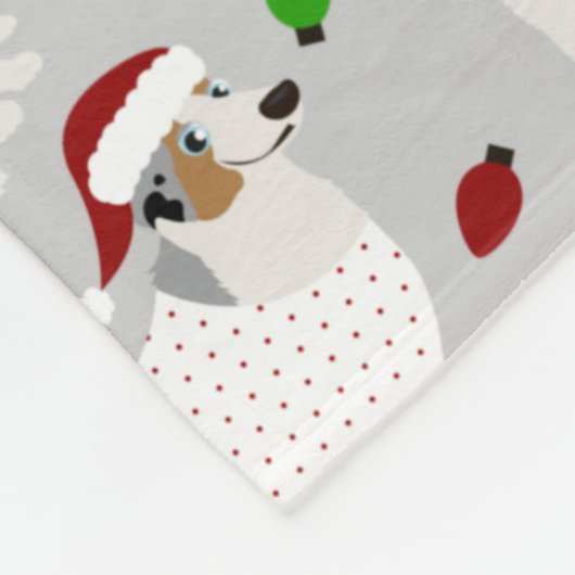 Kerstman Australian Shepherd Fleece Blanket Deken (Hoek)