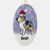 Kerstman Australian Shepherd Keramisch Ornament (Rechts)