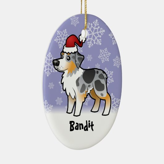 Kerstman Australian Shepherd Keramisch Ornament (Rechts)