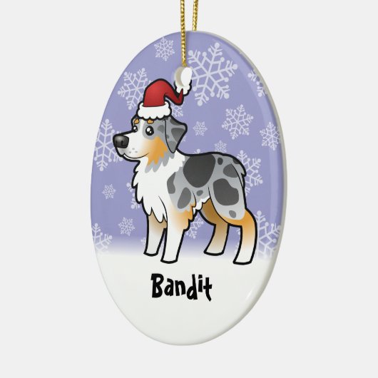 Kerstman Australian Shepherd Keramisch Ornament (Links)