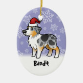 Kerstman Australian Shepherd Keramisch Ornament (Voorkant)