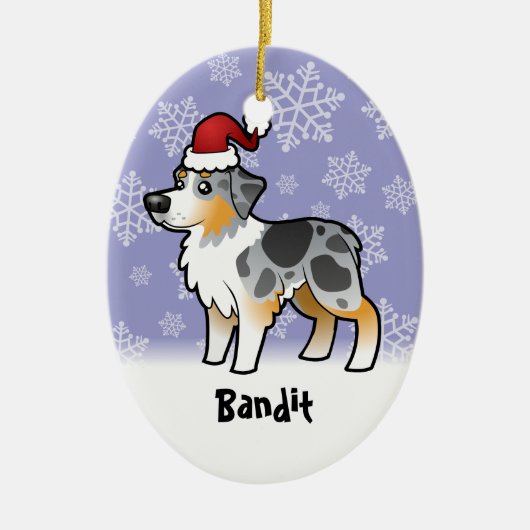 Kerstman Australian Shepherd Keramisch Ornament (Voorkant)
