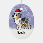 Kerstman Australian Shepherd Keramisch Ornament (Achterkant)