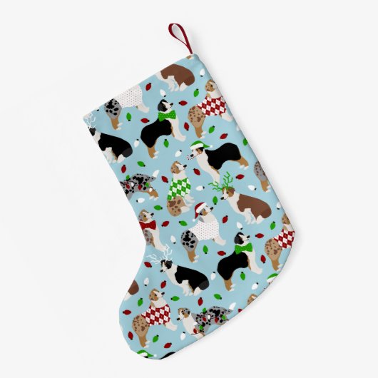Kerstman Australian Shepherd Kleine Kerstsok (Achterkant (Hangend))