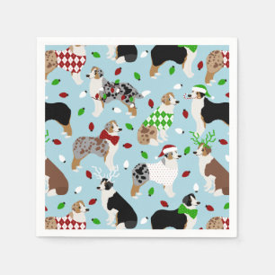 Kerstman Australian Shepherd Napkins Servet