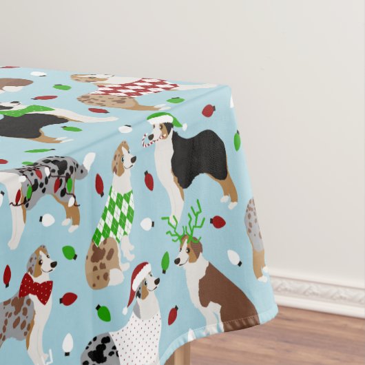 Kerstman Australian Shepherd Tablecloth Tafelkleed (Voorbeeld)