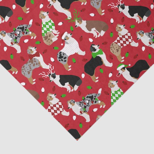 Kerstman Australian Shepherd Tissuepapier (Detail)