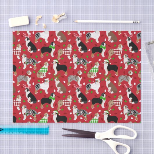 Kerstman Australian Shepherd Tissuepapier (Craft)