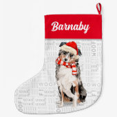 Kerstman Australische herder met de naam Dog Grote Kerstsok (Achterkant)