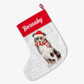 Kerstman Australische herder met de naam Dog Grote Kerstsok (Achterkant (Hangend))