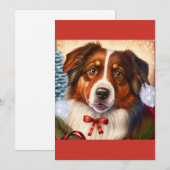Kerstman Australische Shepard Dog Gift T-Shirt Feestdagenkaart (Voorkant / Achterkant)