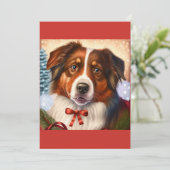 Kerstman Australische Shepard Dog Gift T-Shirt Feestdagenkaart (Staand voorkant)