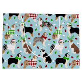 Kerstman Australische Shepherd Large Gift Bag Groot Cadeauzakje (Achterkant)