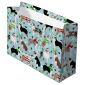 Kerstman Australische Shepherd Large Gift Bag Groot Cadeauzakje (Voorkant Gekanteld)
