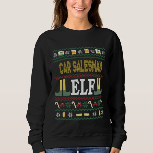 Kerstman autoverkoper Elf Kerstmis Trui (Voorkant)