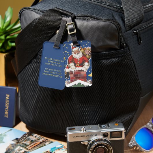  kerstman, avond voor Kerstmis Bagagelabel (Voorkant /achterkant)