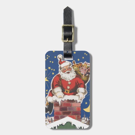  kerstman, avond voor Kerstmis Bagagelabel (Voorkant verticaal)