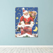  kerstman, avond voor Kerstmis Canvas Afdruk (Insitu (Houten vloer))