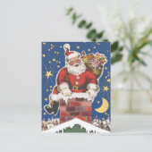  kerstman, avond voor Kerstmis Feestdagenkaart (Staand voorkant)